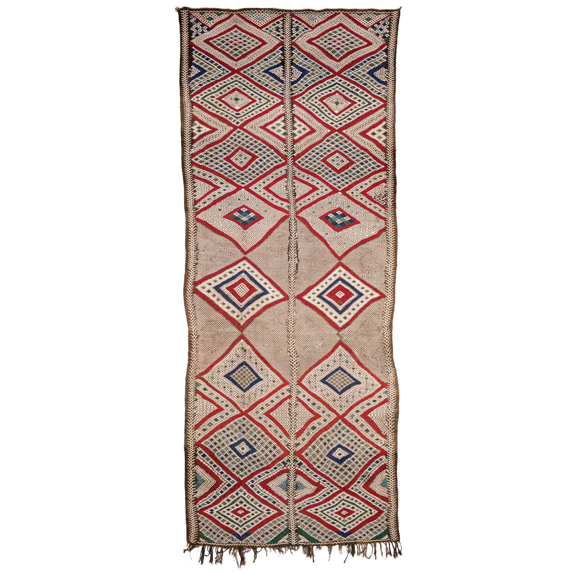 Outstanding Vintage Beni Mguild Flat-Weave Rug