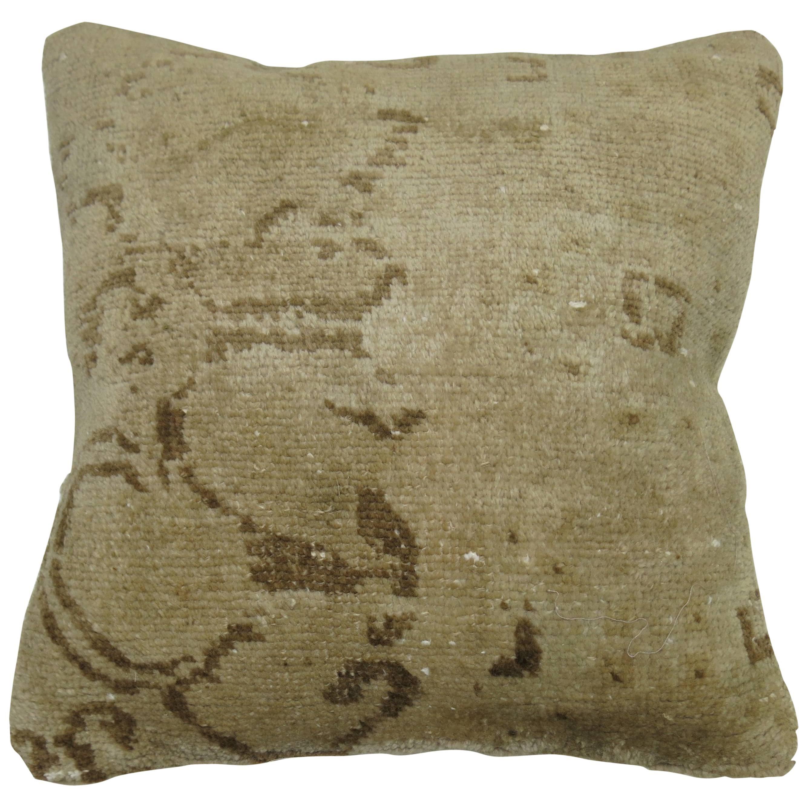 Neutral Turkish Oushak Rug Pillow For Sale