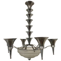 Lampadario Art Deco di Sabino Art Glass "France