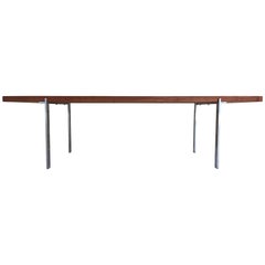 Danish Modern Teak and Stainless Steel Coffee Table in Style of Poul Kjaerholm