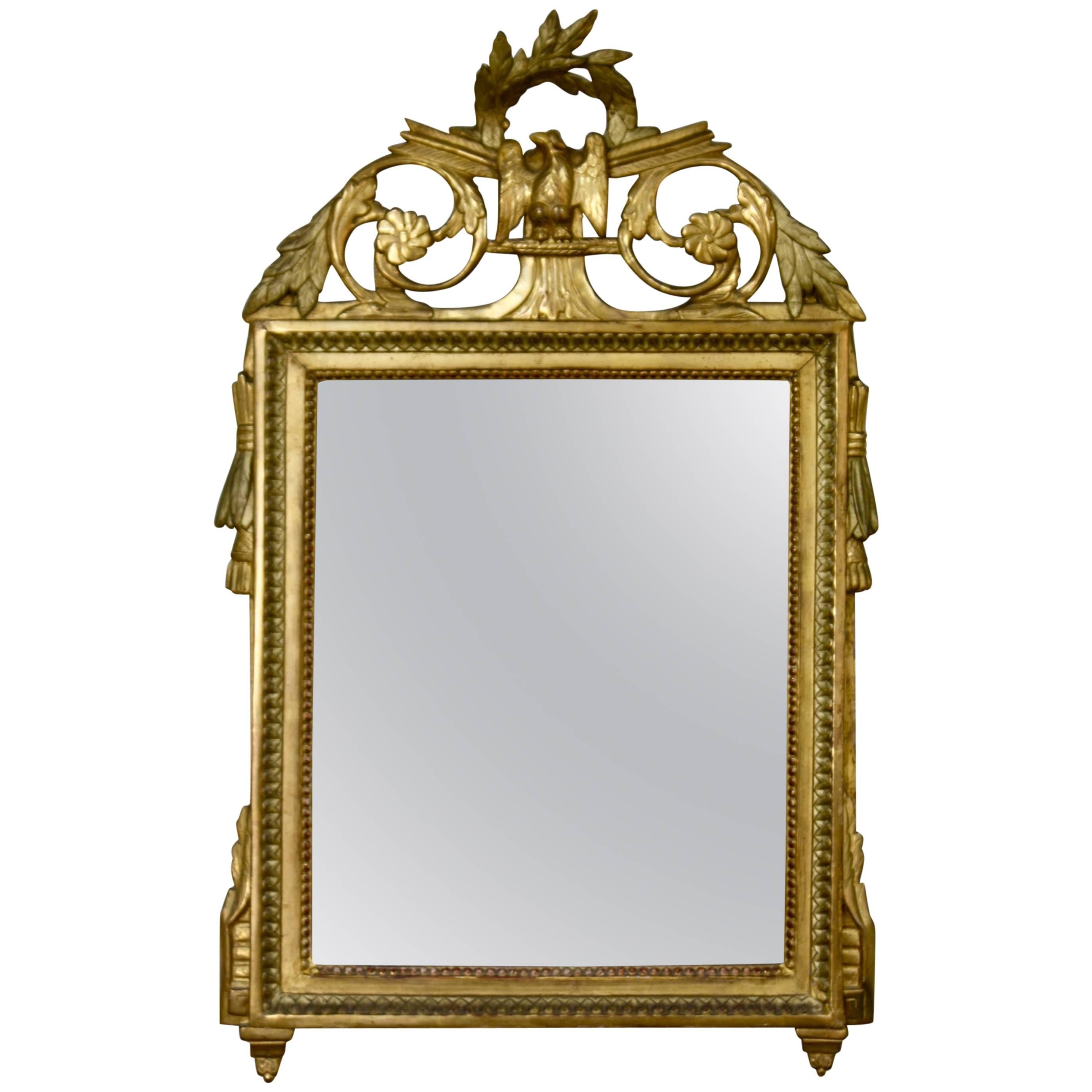Louis XVI Period Trumeau Mirror with Eagle For Sale