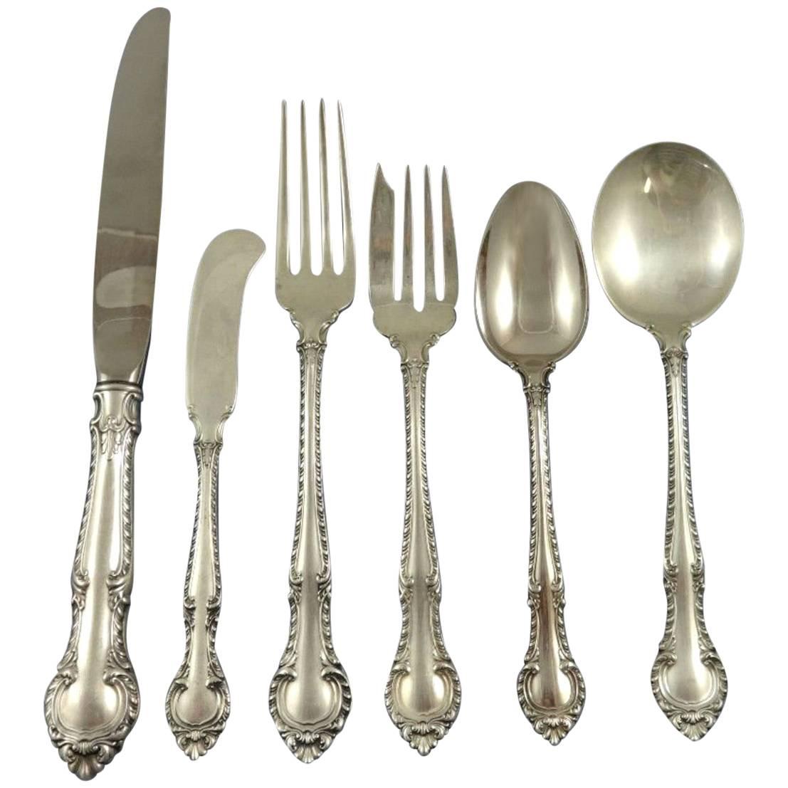 English Gadroon by Gorham Sterling Silver Flatware Set Service 82 Pieces