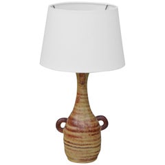 Chic French Gourd-Shaped Glazed Ceramic Lamp by Accolay Pottery, France