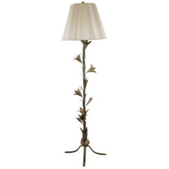 Tole Standing Lamp with Flower Motif