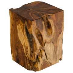 Organic Modern Indonesian Teak Wood Side Table or Stool 