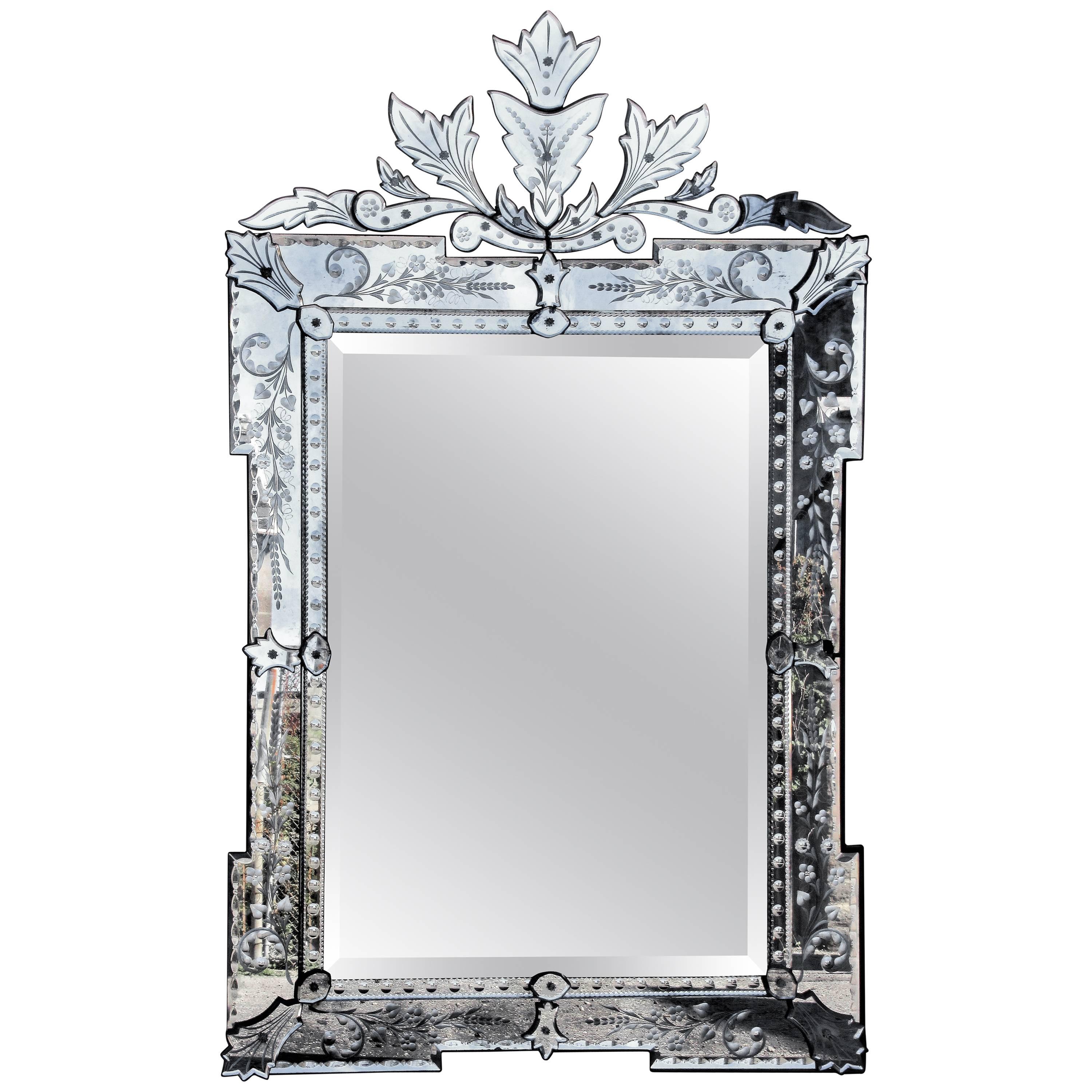 Large Acanthus Design Venetian Glass Mirror