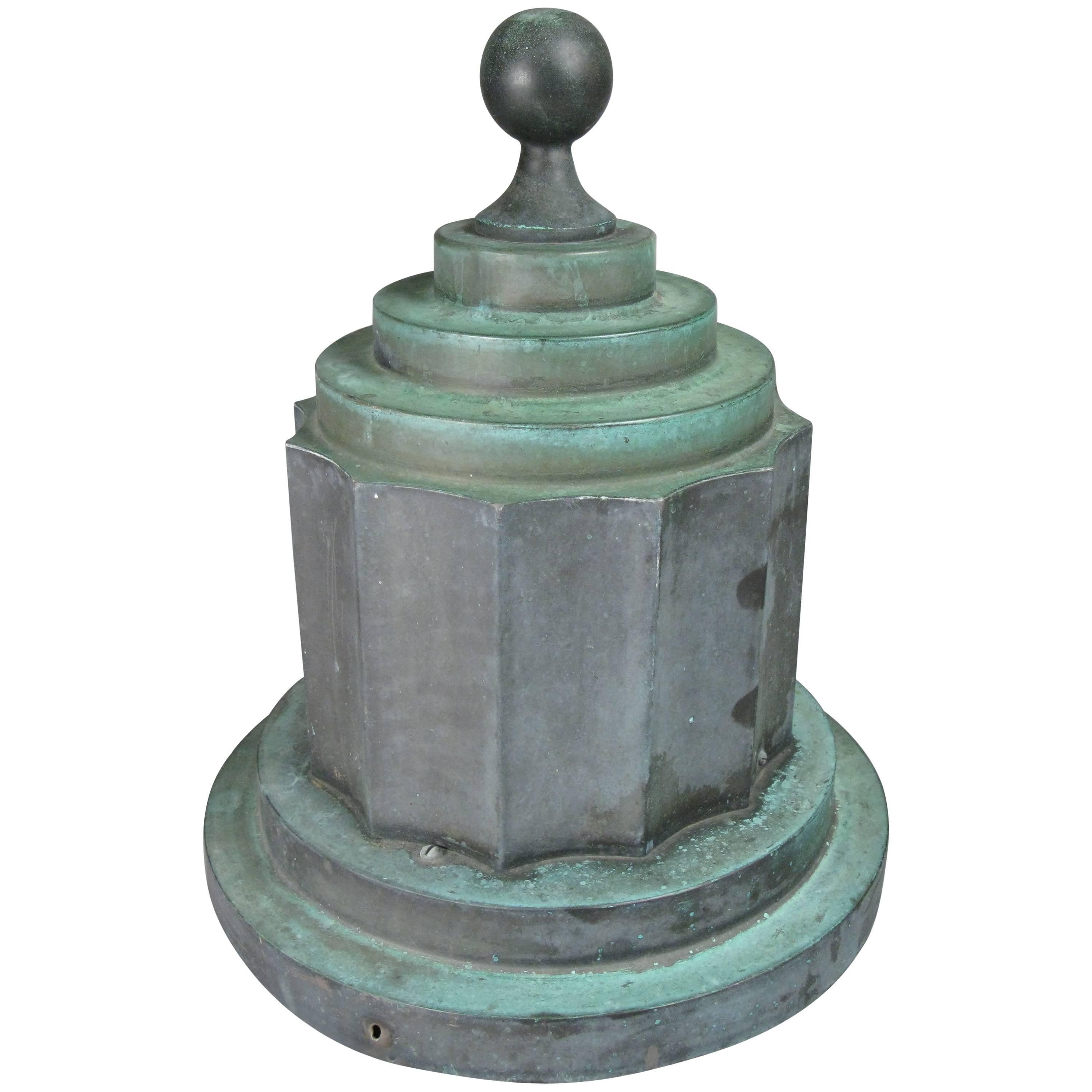 Antique Art Deco Patinated Copper Finial