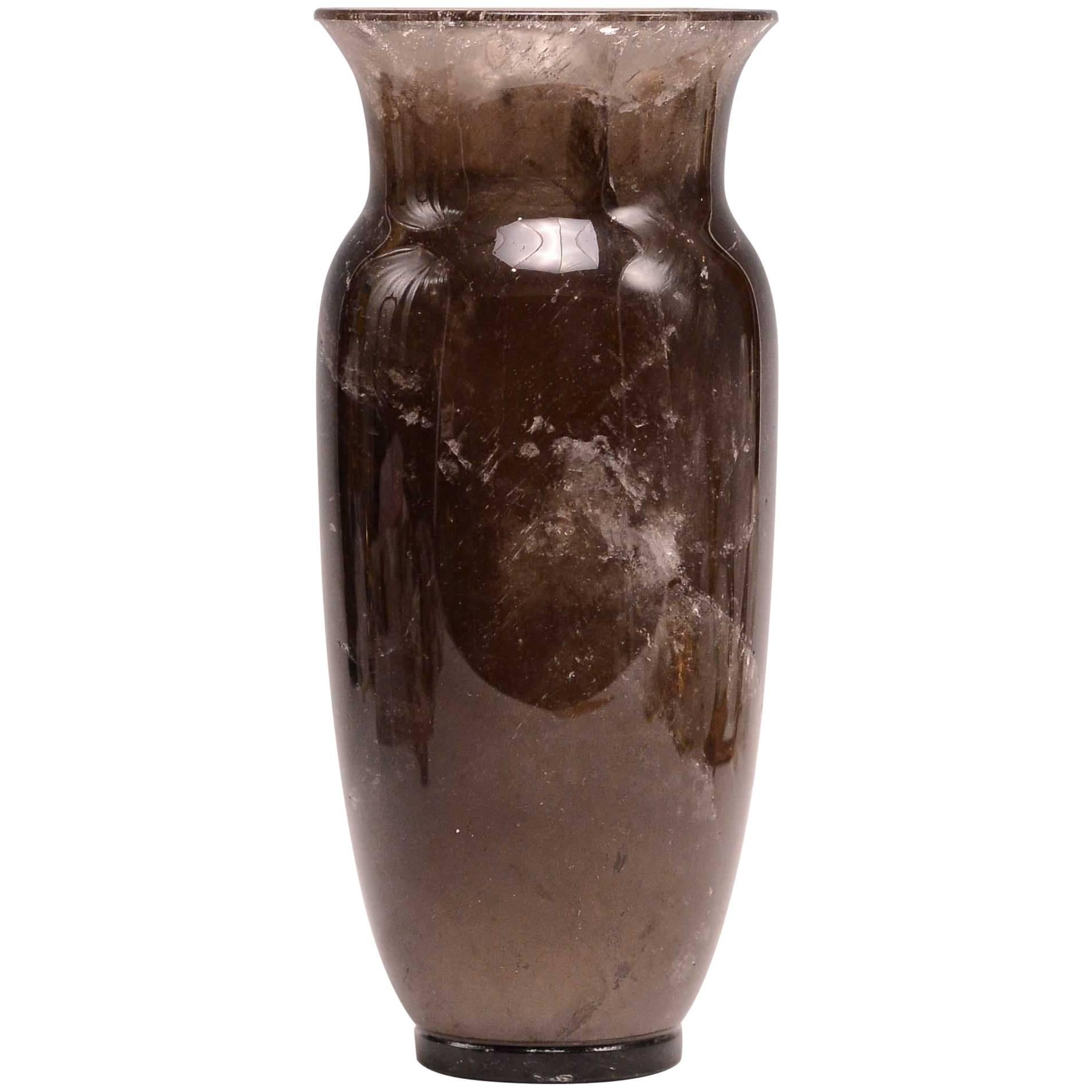 Dark Brown Glass Vase with Red Tones For Sale at 1stdibs
