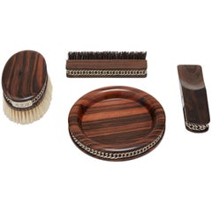 Hermès Wood and Sterling Silver Brush Set