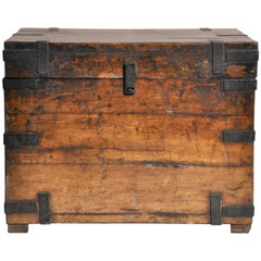 Wooden Storage Box with Metal Trim