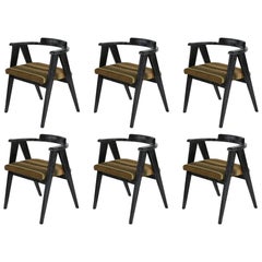 Six Solid Oak Cerused Dining Chairs