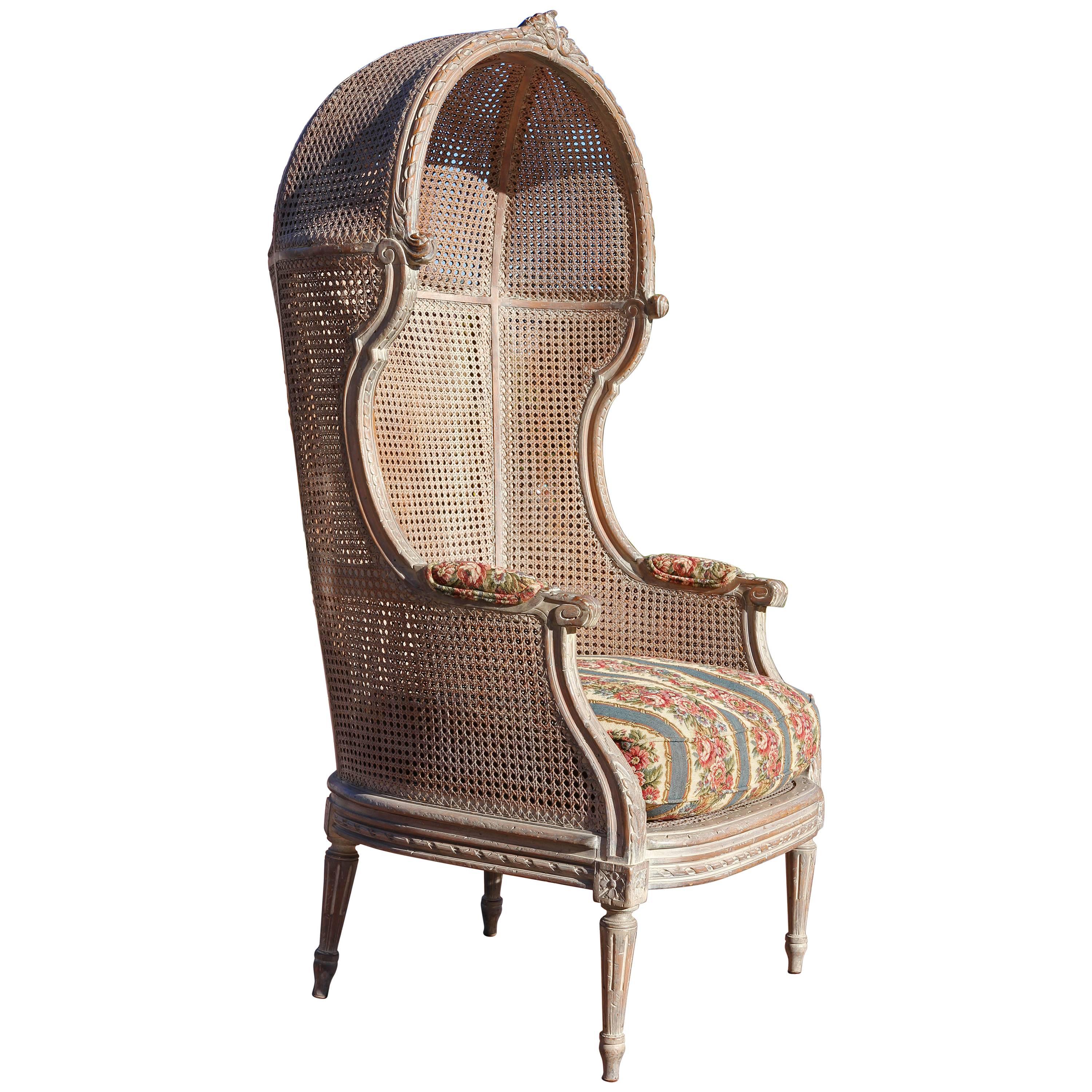 Louis XVI Style Caned Porters Chair