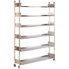 21st Century Custom Handmade Contemporary Solid Brass Stainless Steel Bookshelf