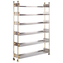 Vintage Bookshelf Made From Solid Brass And SolidStainless Steel