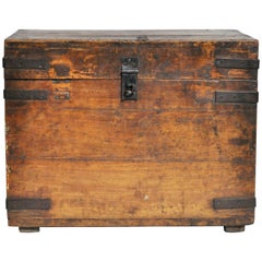 Wooden Storage Box with Metal Trim
