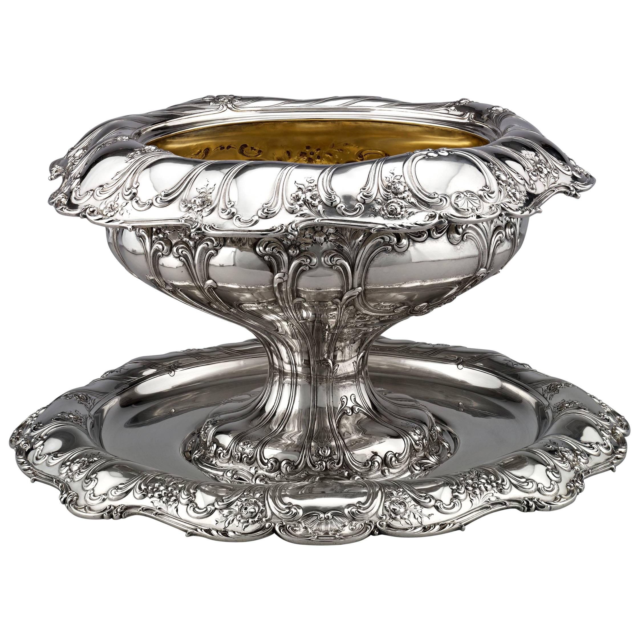 Gorham Silver Punch Bowl and under Plate