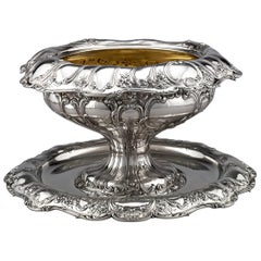 Gorham Silver Punch Bowl and under Plate