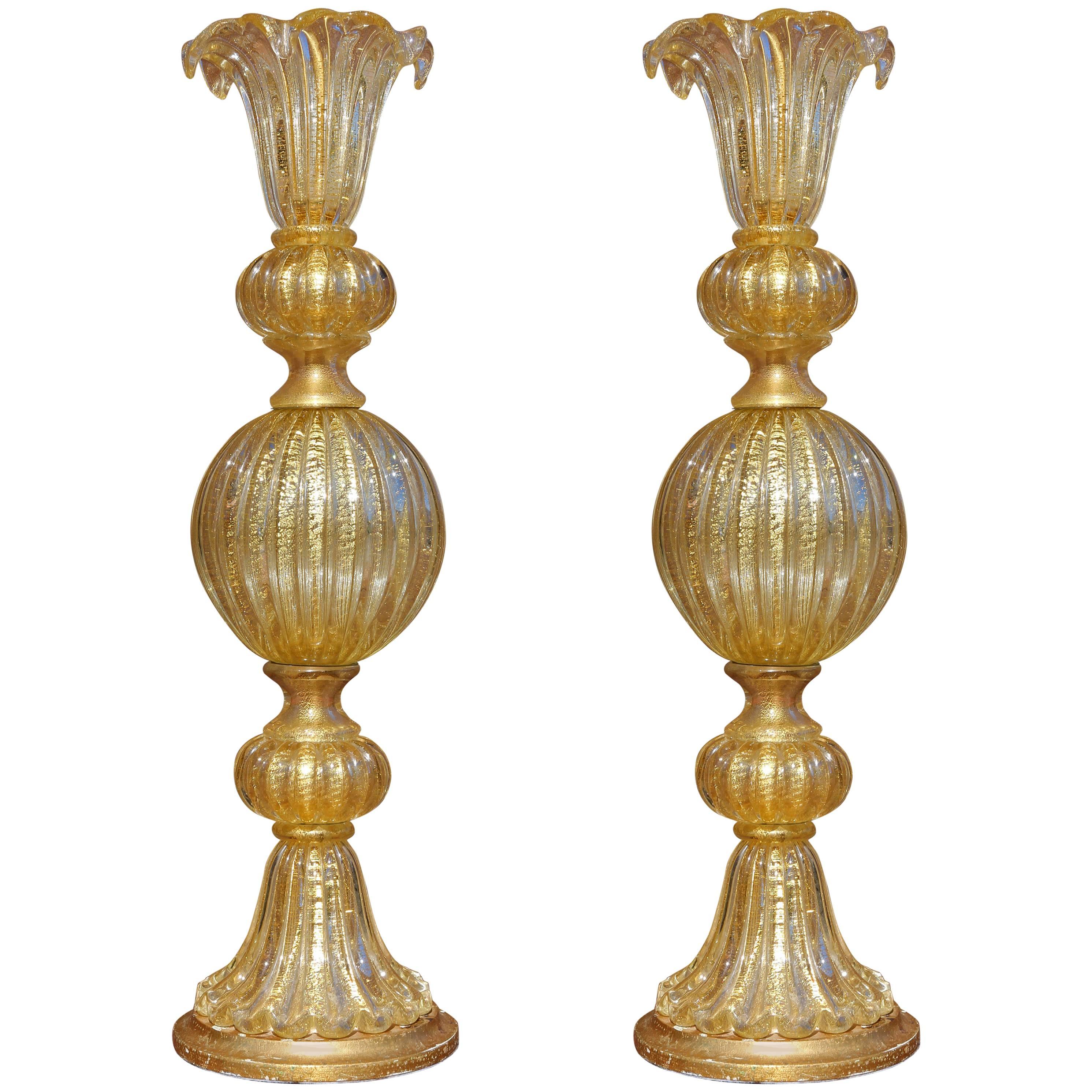 Pair of Mid-Century Modern Murano Lamps