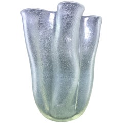 Large 1950s Murano Glass Vase, Corroso Finish, Style of Barbini
