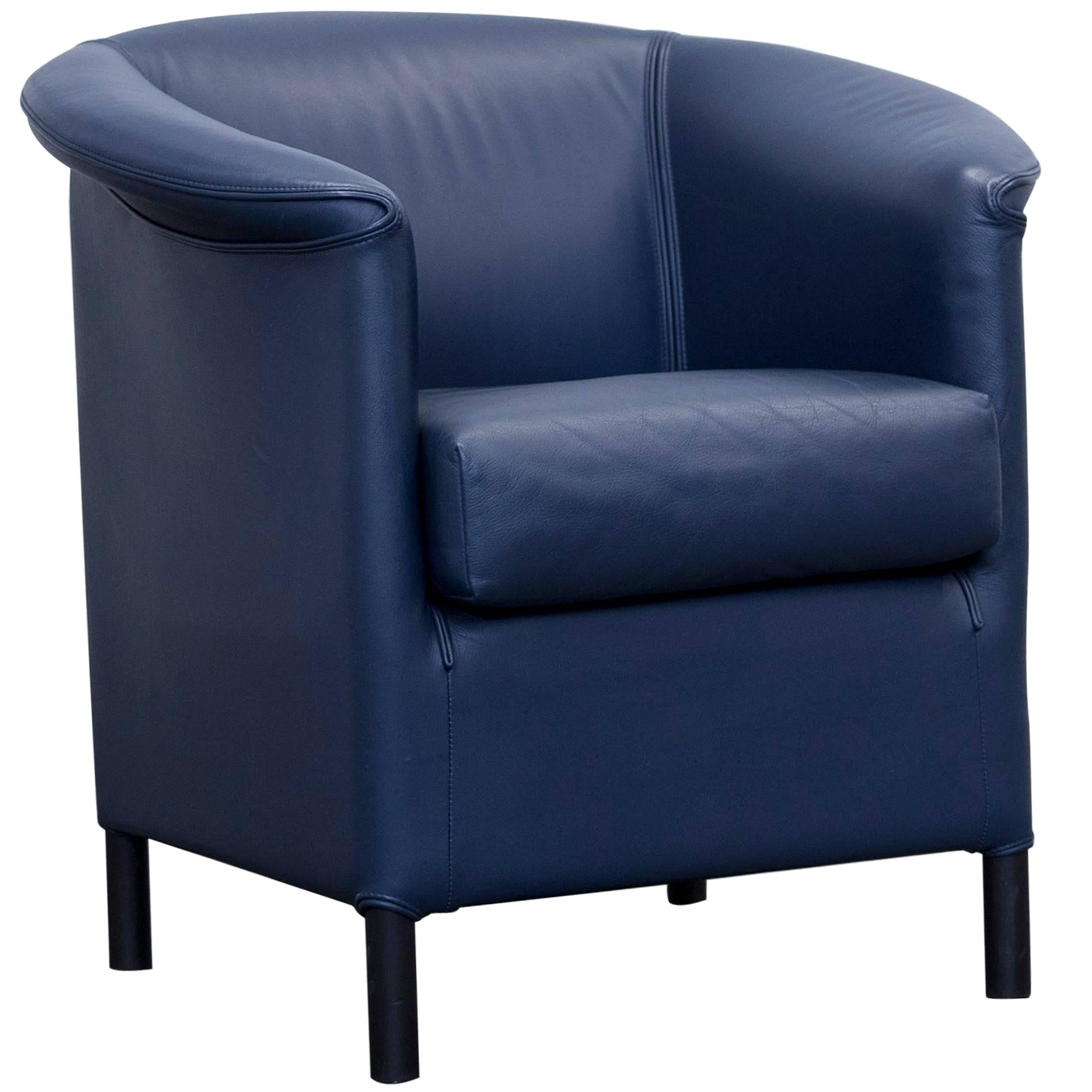 Wittmann Aura Designer Armchair Leather Blue Modern