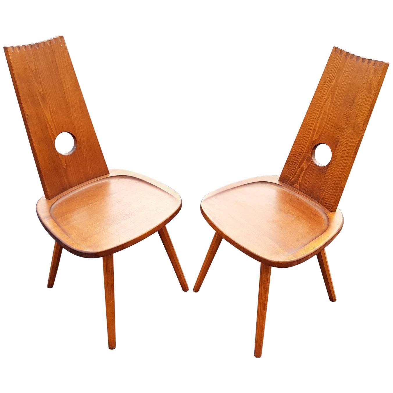 Pair of Brutalist Chairs For Sale