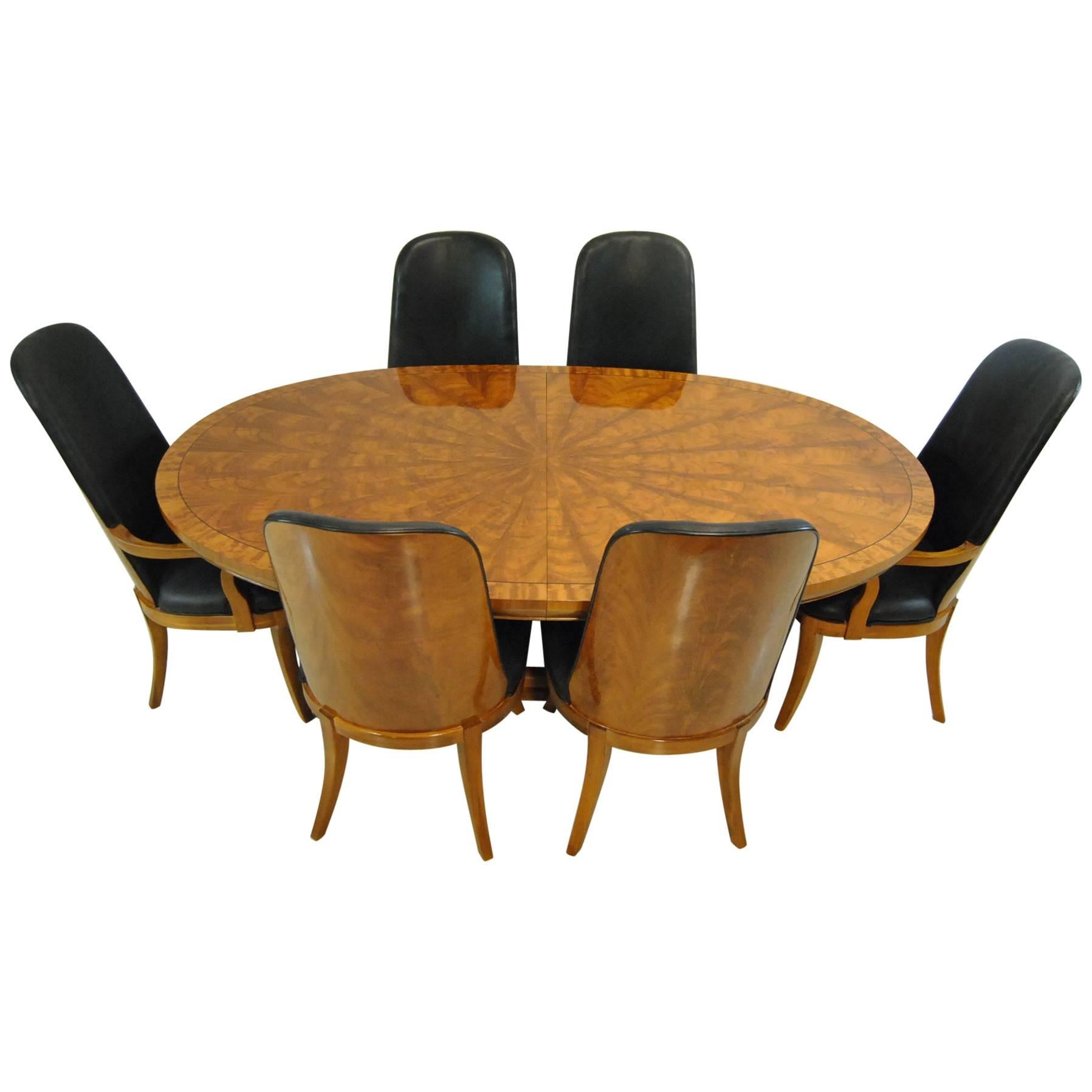 Starburst Double Pedestal Dining Table with Six Chairs by Henredon