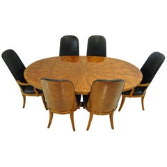 Used Starburst Double Pedestal Dining Table with Six Chairs by Henredon
