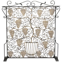 Antique Fireplace Screen Made from French Art Deco Iron Grill
