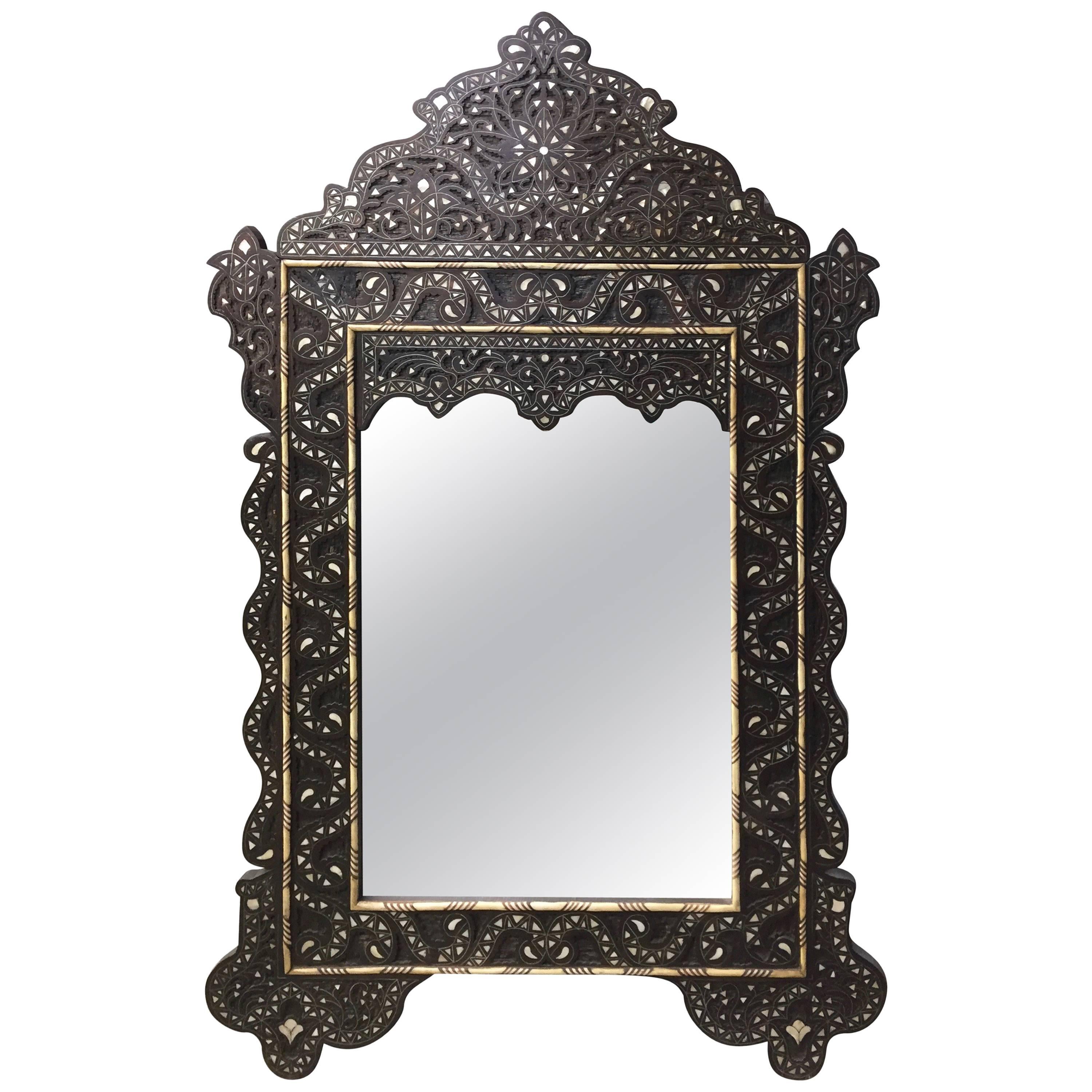 Syrian Mirror with Mother-of-Pearl Inlay Haskell Antiques For Sale