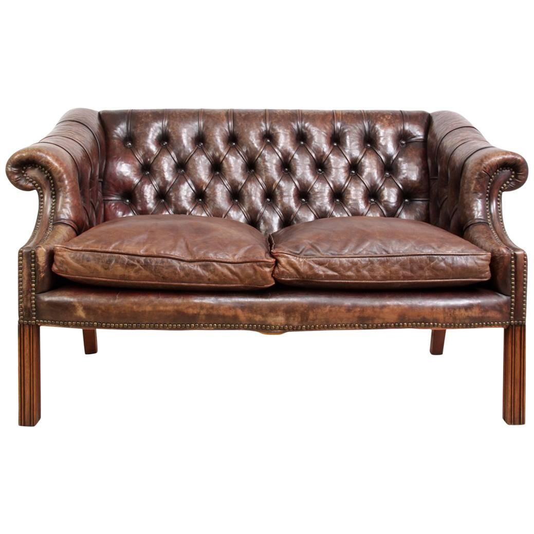 Two-Seat Leather Club Sofa