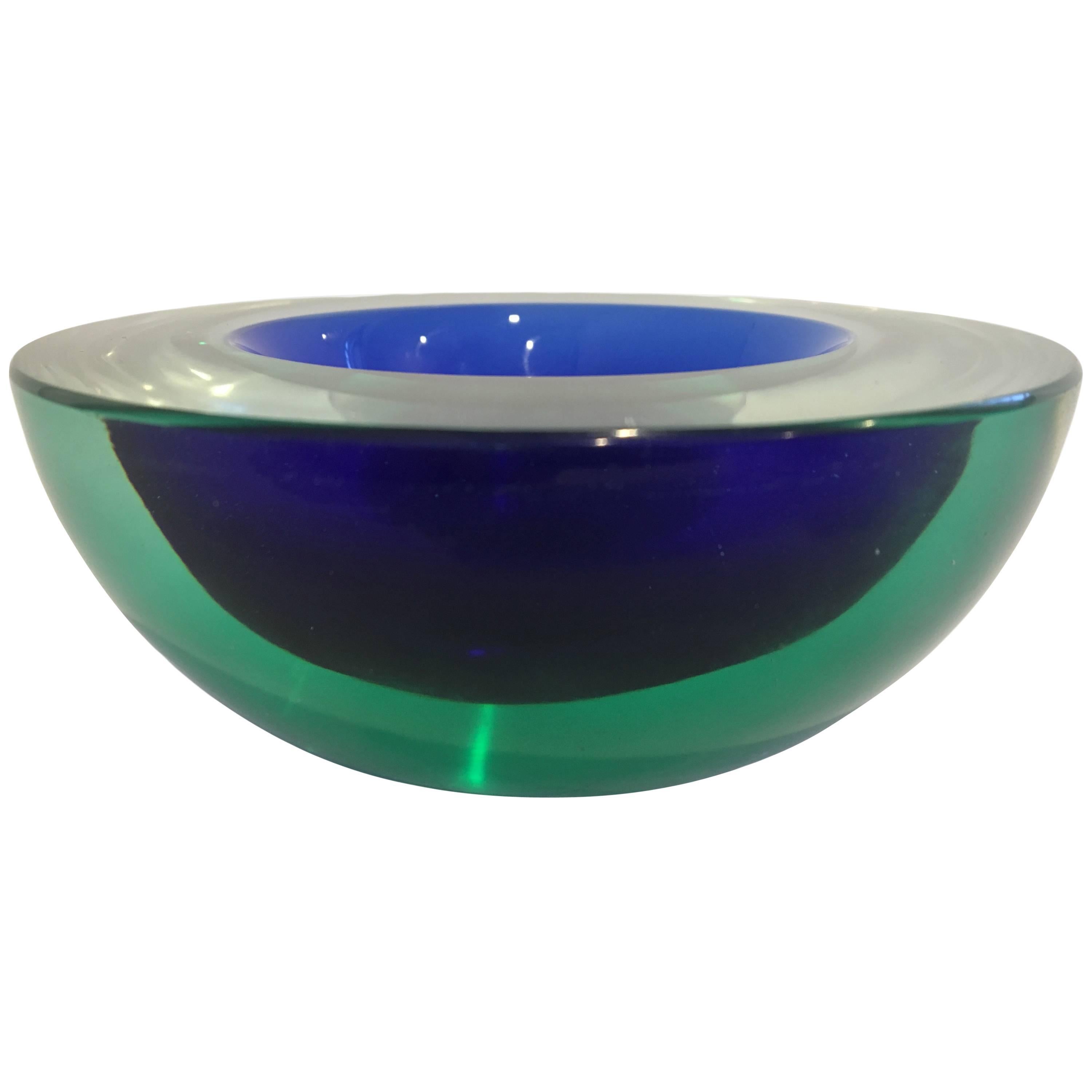 Murano Glass Sommerso Bowl by Italian Designer Flavio Poli