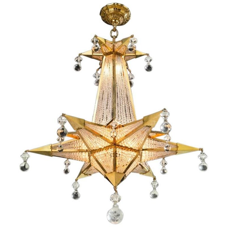 Rock Crystal Chandelier by Alexandre Vossion For Sale
