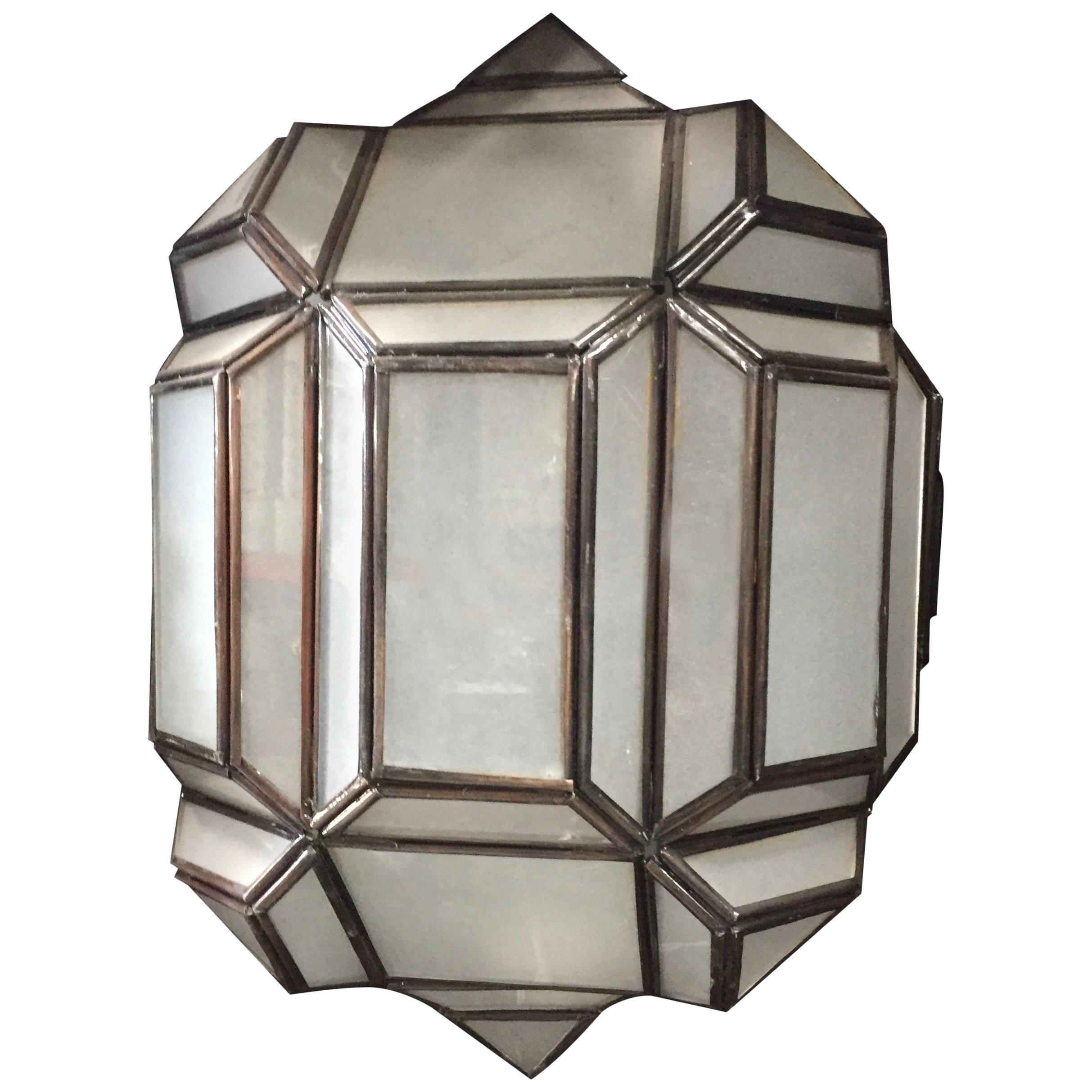 "Lucy" Geometric Design Pendant Light Moroccan Style Milk Glass