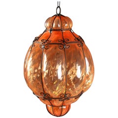Italian Cage Art Glass Pendant Lamp by Seugso 
