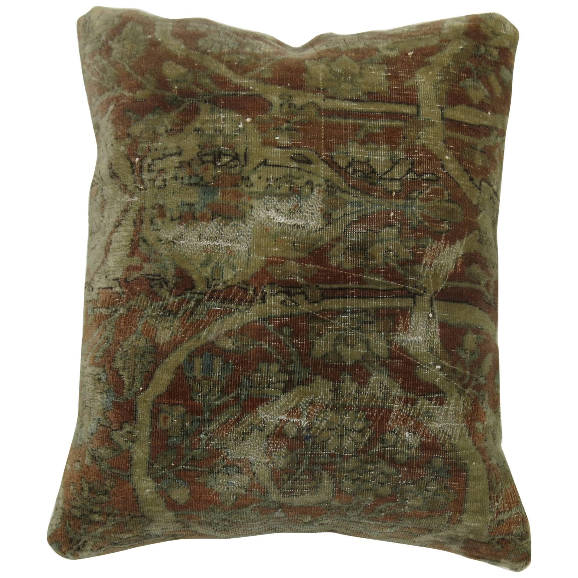 Persian Mohtasham Kashan Pillow with Lazy Lines For Sale