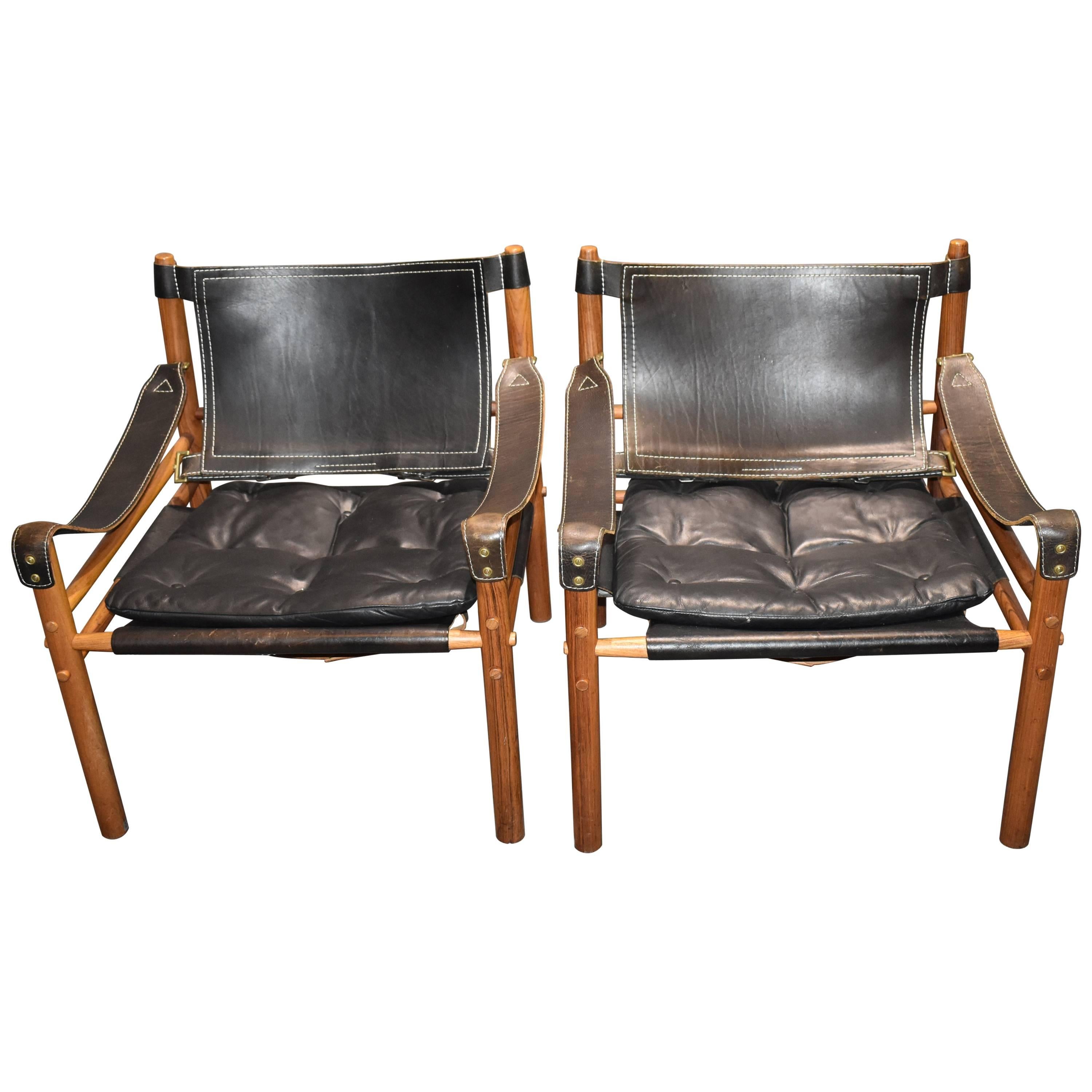 Arne Norell Safari-Lounge Rosewood Chairs Model Sirocco, 1960s For Sale