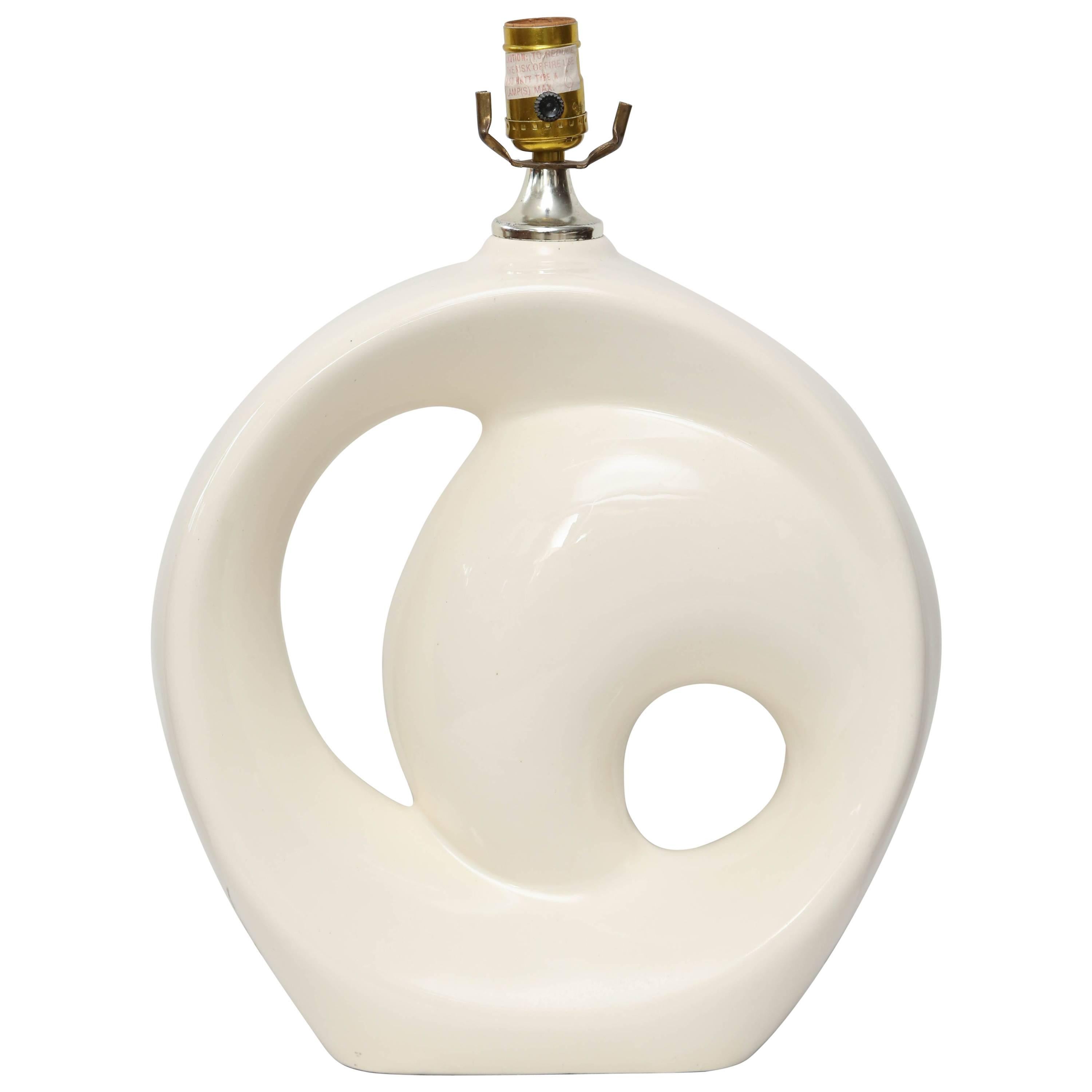 Mid-Century Modern White Ceramic Lamp, 1960s, USA