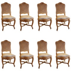Set of Eight French Louis XV Style Dining Chairs in Walnut, circa 1880
