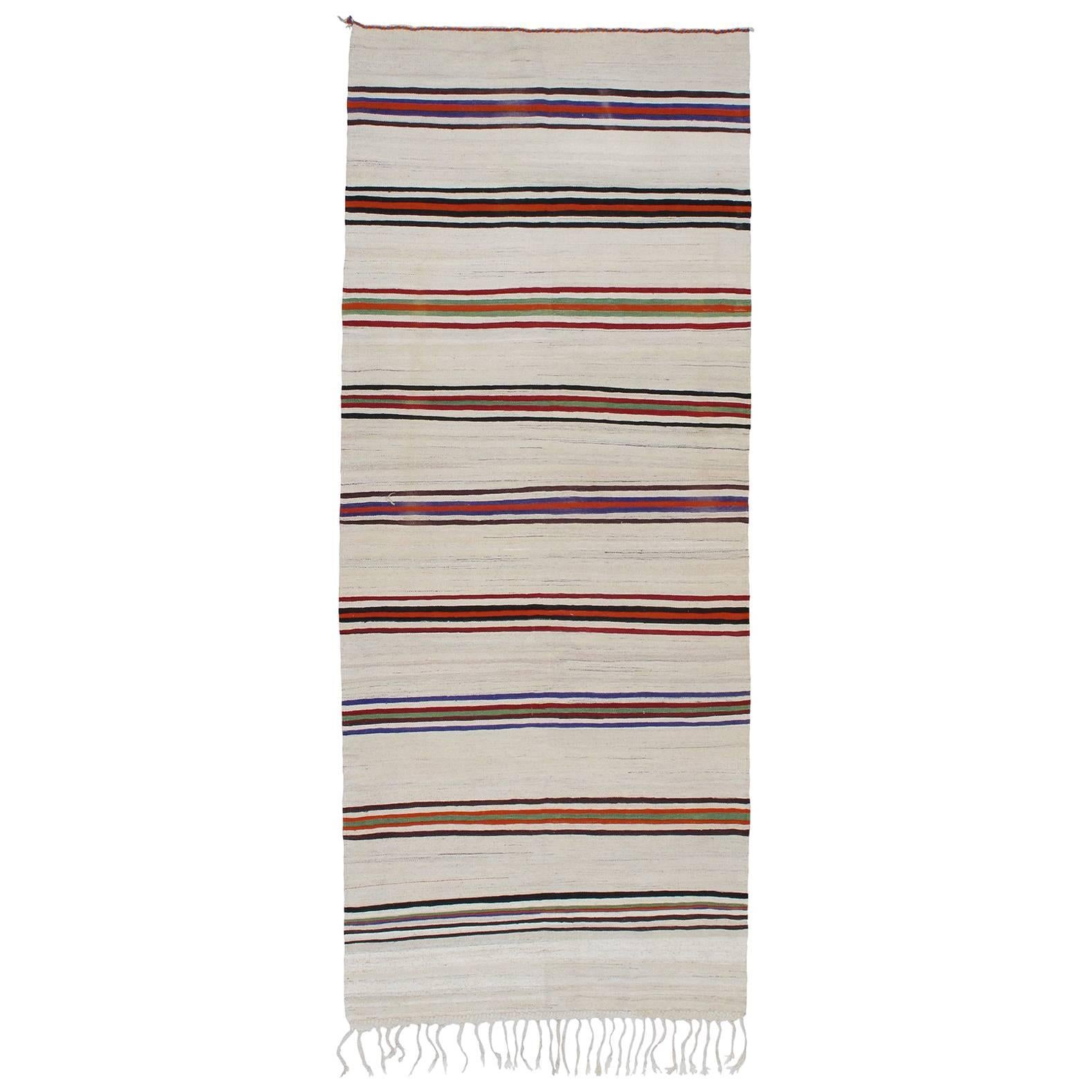 Banded Kilim Wide Runner Rug