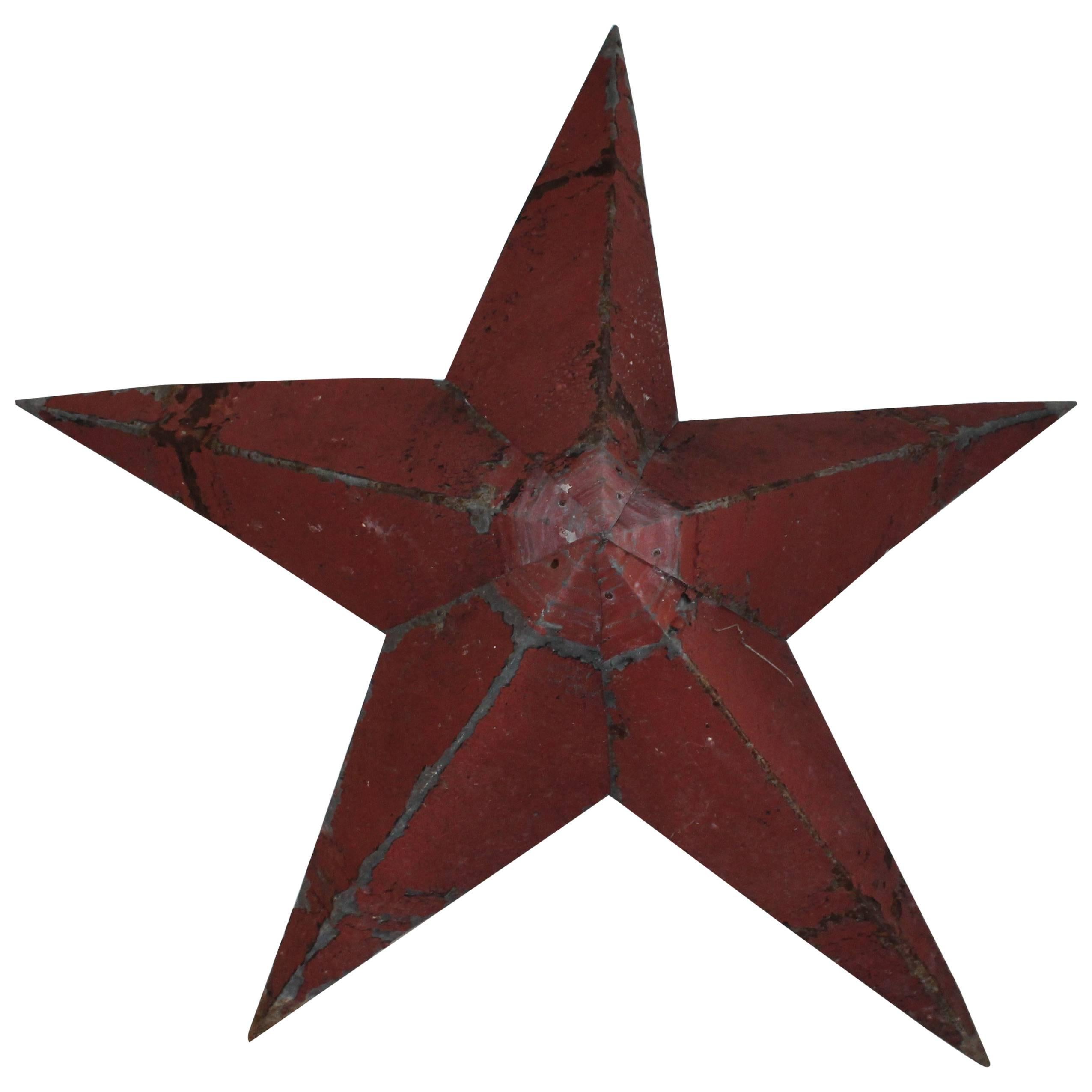 Original Red Painted Tin Barn Star