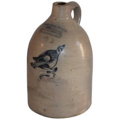 Antique 19th Century Decorated Salt Glaze Bird Jug