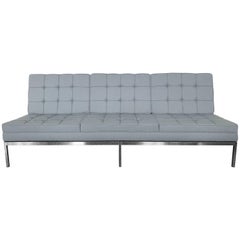 Newly Upholstered Knoll Sofa on Chrome Base Vintage Newly Upholstered Knoll Sofa on Chrome Base