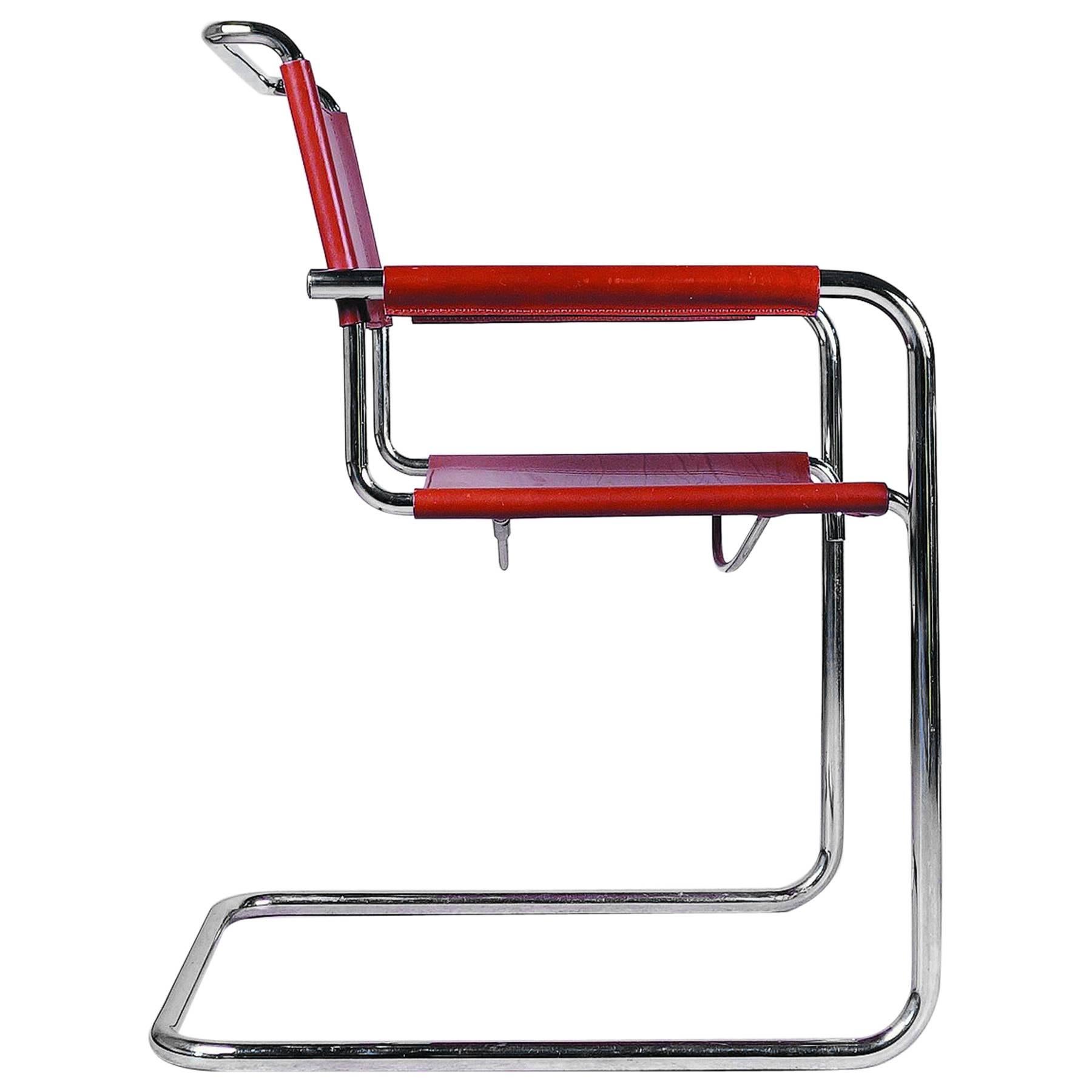 Tubular Steel Cantilever Chair by Linea Veam, 1980s For Sale