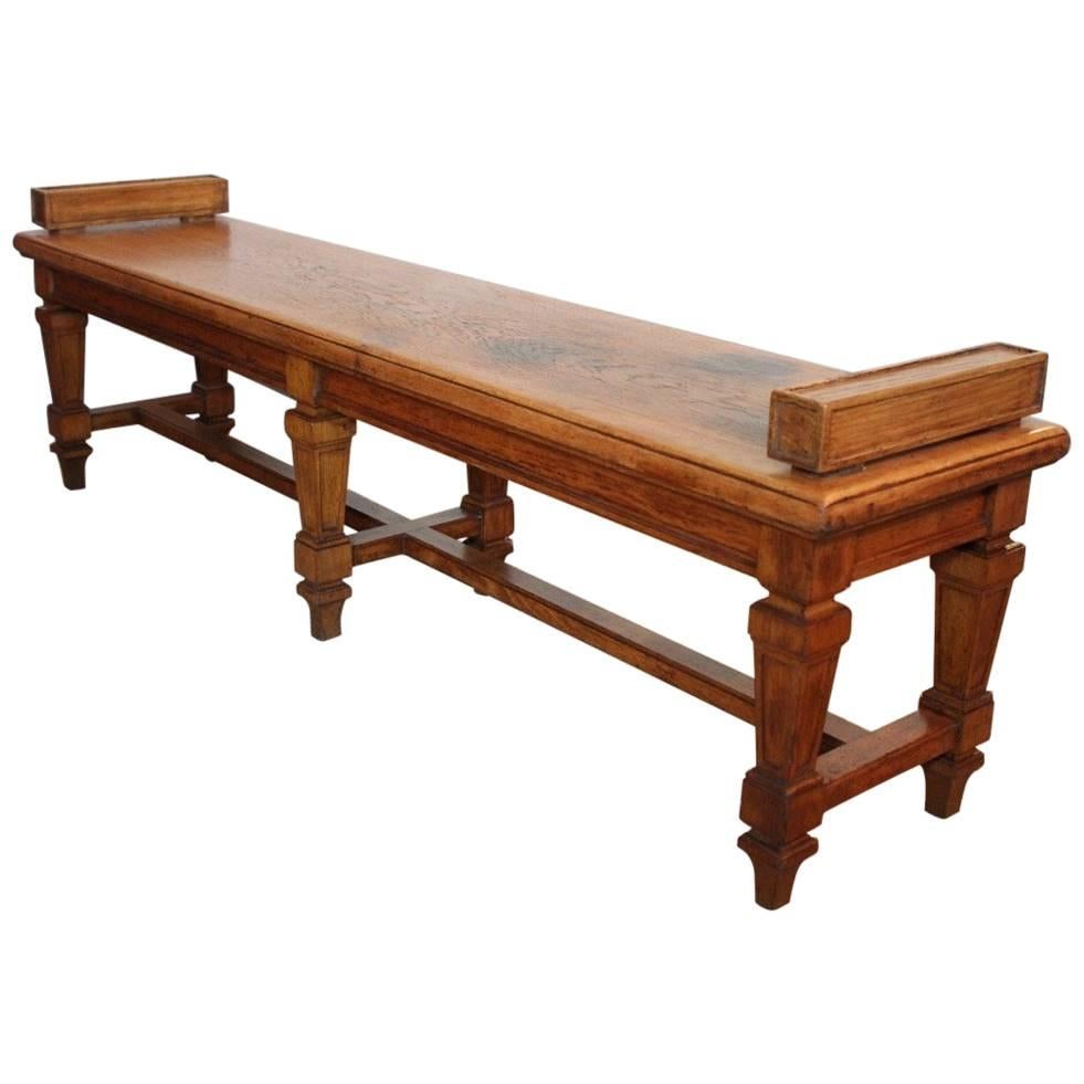 Early 20th Century French Oak Hall Bench
