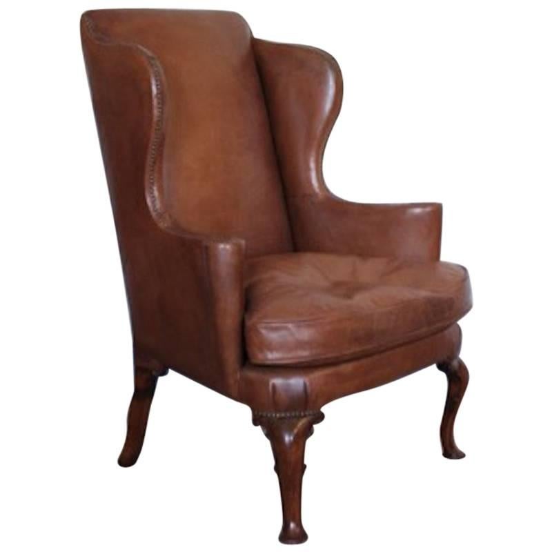 Rare Queen Anne Walnut Wing Chair