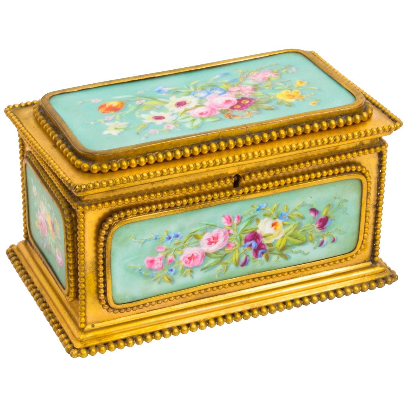 19th Century Porcelain and Ormolu Jewel Casket Box by Tahan