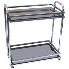 Modern Steel and Glass Bar Cart