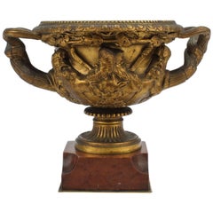Antique 19th Century Grand Tour Cabinet Size Gilt Bronze Warwick Vase or Urn