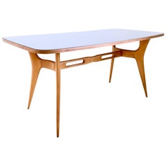 Maple Dining Table with a Glass Top, Italy, 1950s