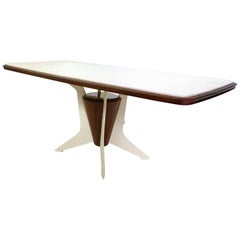 Wood Dining Table with a Carrara Marble Top, Italy, 1950s